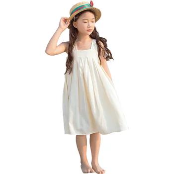 

High Quality Pageant Dresses For Girls Clothes Summer Sea Beach Princess Dress Cotton Ruffles Kids Girls Clothing 2019 New
