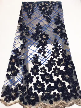 

Free shipping African french velvet lace fabric 2019 high quality embroidered tulle mesh lace bridal Nigerian wedding dress lace