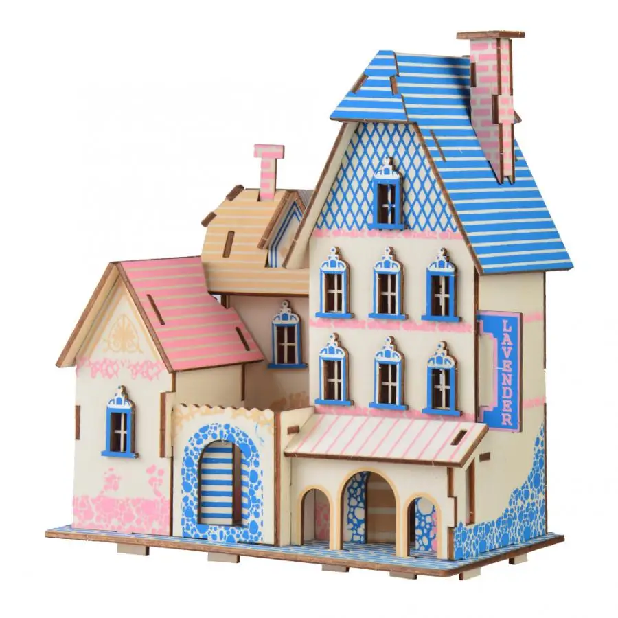 

DIY Doll House Wooden 3D Puzzle Villa House Building Model Kid Child Jigsaw Craft Educational Toys baby toy