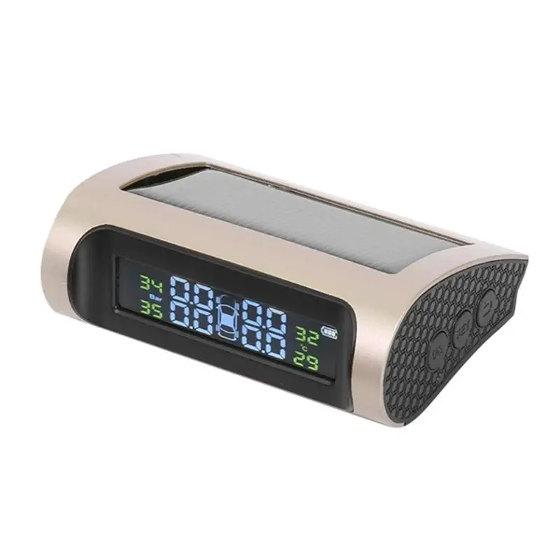 

Solar TPMS LCD Display Car Tire Pressure Monitoring System with 4 External/Internal Sensors lithium battery alarm sound alert