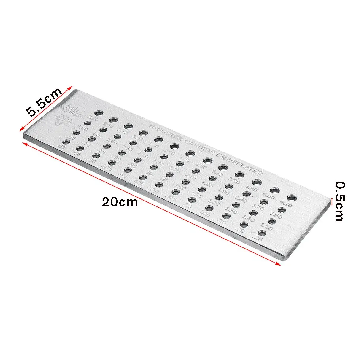 Карбид вольфрама стали Drawplates 52 круглых отверстий 0,26-4,10 мм проводка Draw Plate 20x5,5x0,5 см ювелирные инструменты и оборудование