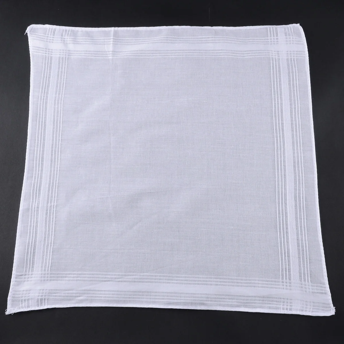 5pcs White Pocket Cotton Handkerchiefs Hankie Hanky With Stripe Men 40