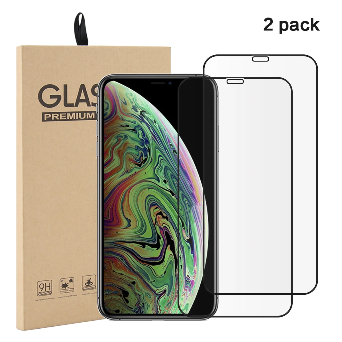 

2 Pack Tempered Glass for iPhone Xs Max/Xr Phone Screen Protector Anti-Scratch Screen Cover for iPhone Xs Max/Xr Phone cover