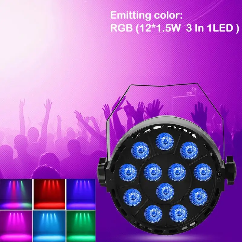 Par Light 12 LED RGB 3в1 18 Вт 1 5*12 Освещение сцены DMX 512 Клубная Дискотека бальный зал КТВ Бар