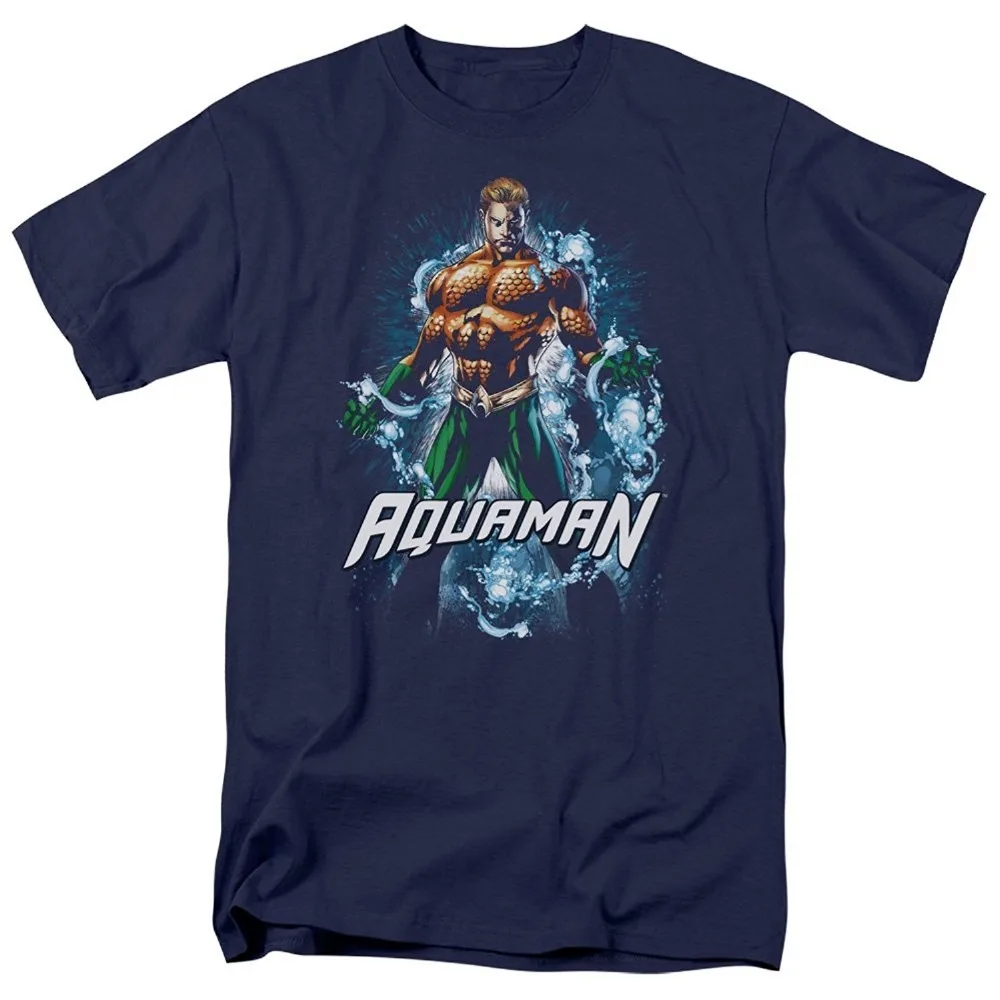 

2017 Hot Sale Fashion Aquaman Justice League T Shirt Summer Men Fashion Cool Short Sleeve Tee Shirt Tops Novelty Tee Free