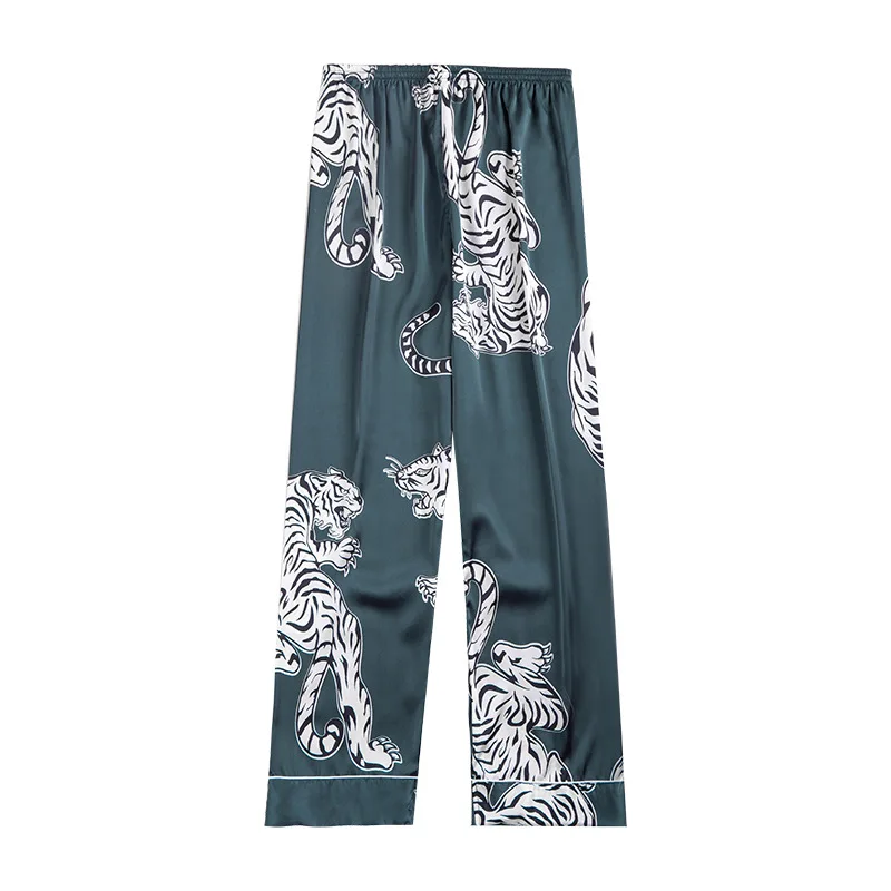 

2019 Casual Loose Men's Satin Silk Pijama Sleep Bottoms Summer Sleepwear Soft Pajama Sexy Nightwear Pyjama Two Color