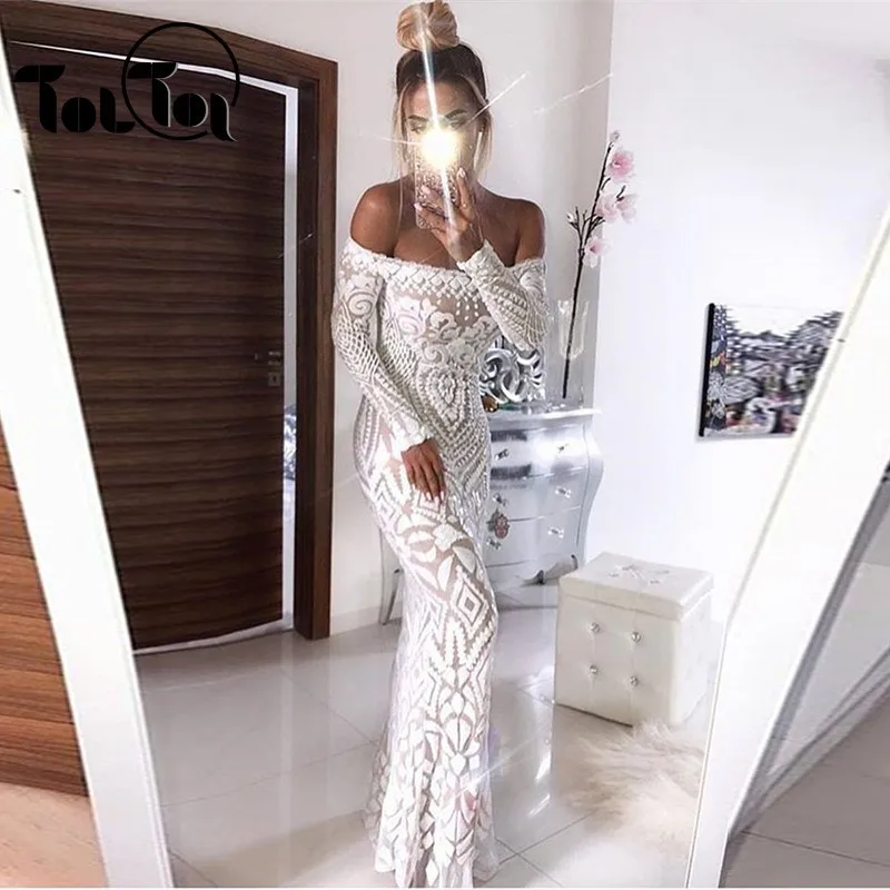 

Elegant Sequin Maxi Dress Women Evening Party Summer Dress Club Long Sleeve Backless Mesh Long Dress Sexy Ladies Vestidos