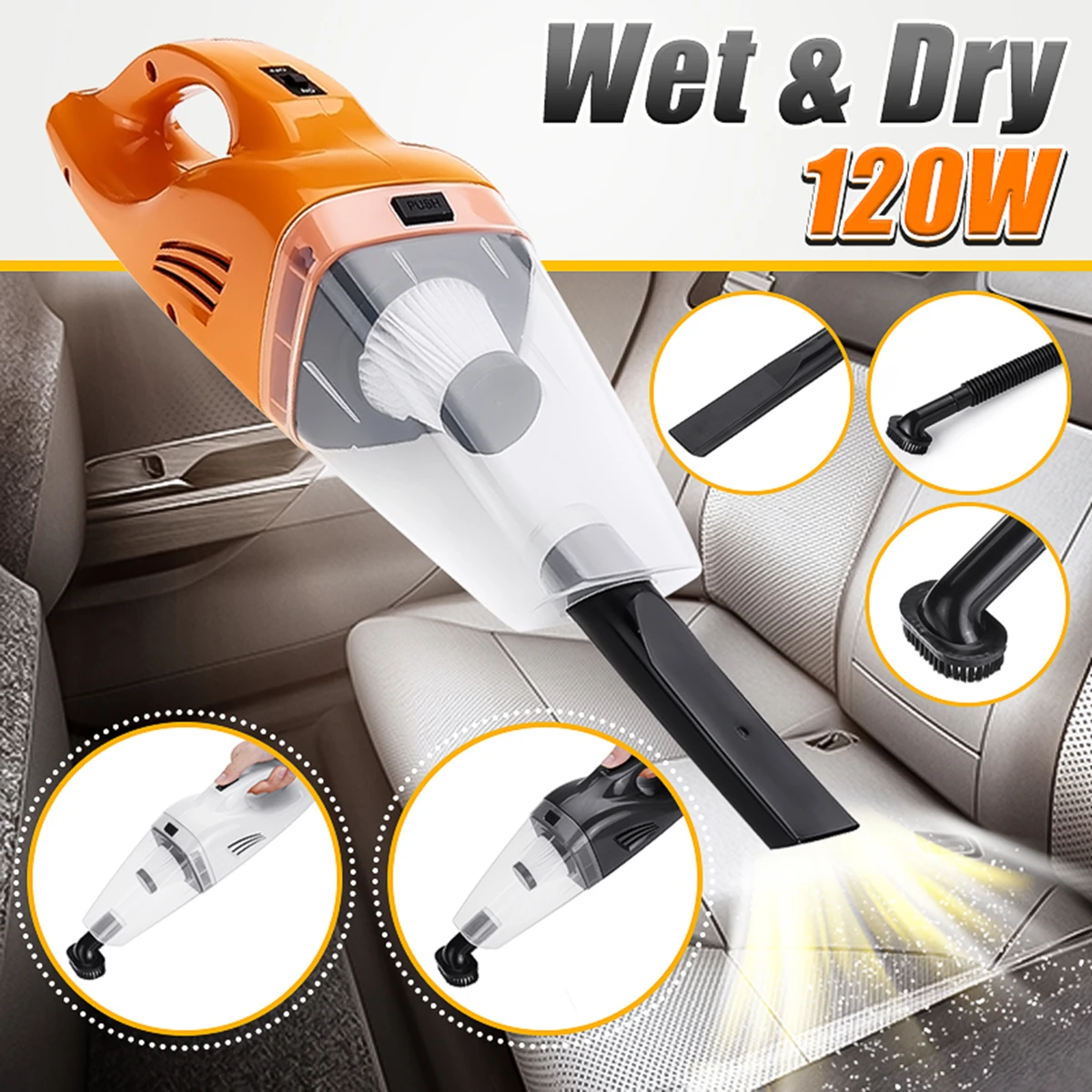 

12V High Suction HEPA Car Truck Vacuum Cleaner 100W 120W Portable Handheld Vacuum Cleaner Wet and Dry Dual Use Car Electronics