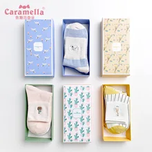 Caramella осень и зима женские забавные мультяшные короткие носки с вышивкой 3 пар/кор. 8 стилей