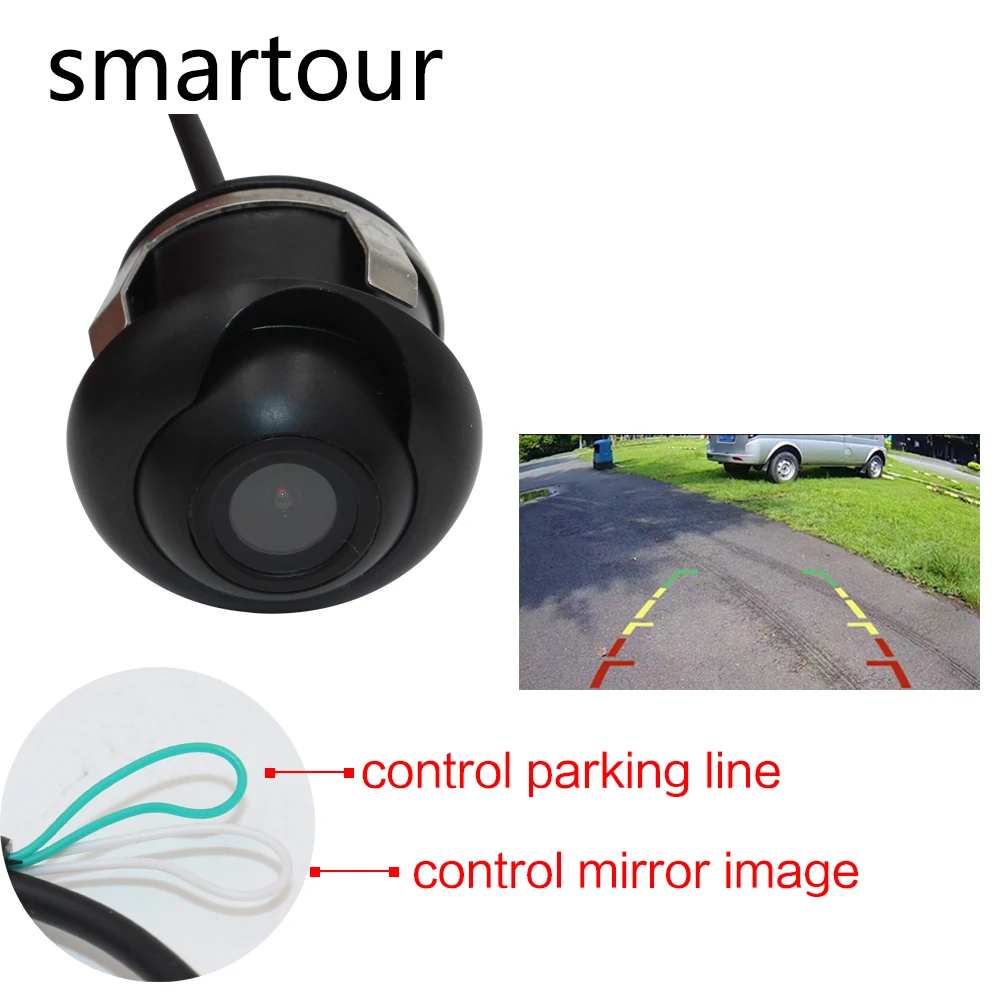 

Smartour Car reversing rear view camera CCD night vision 360 degree side front view backup camera with mirror conversion line