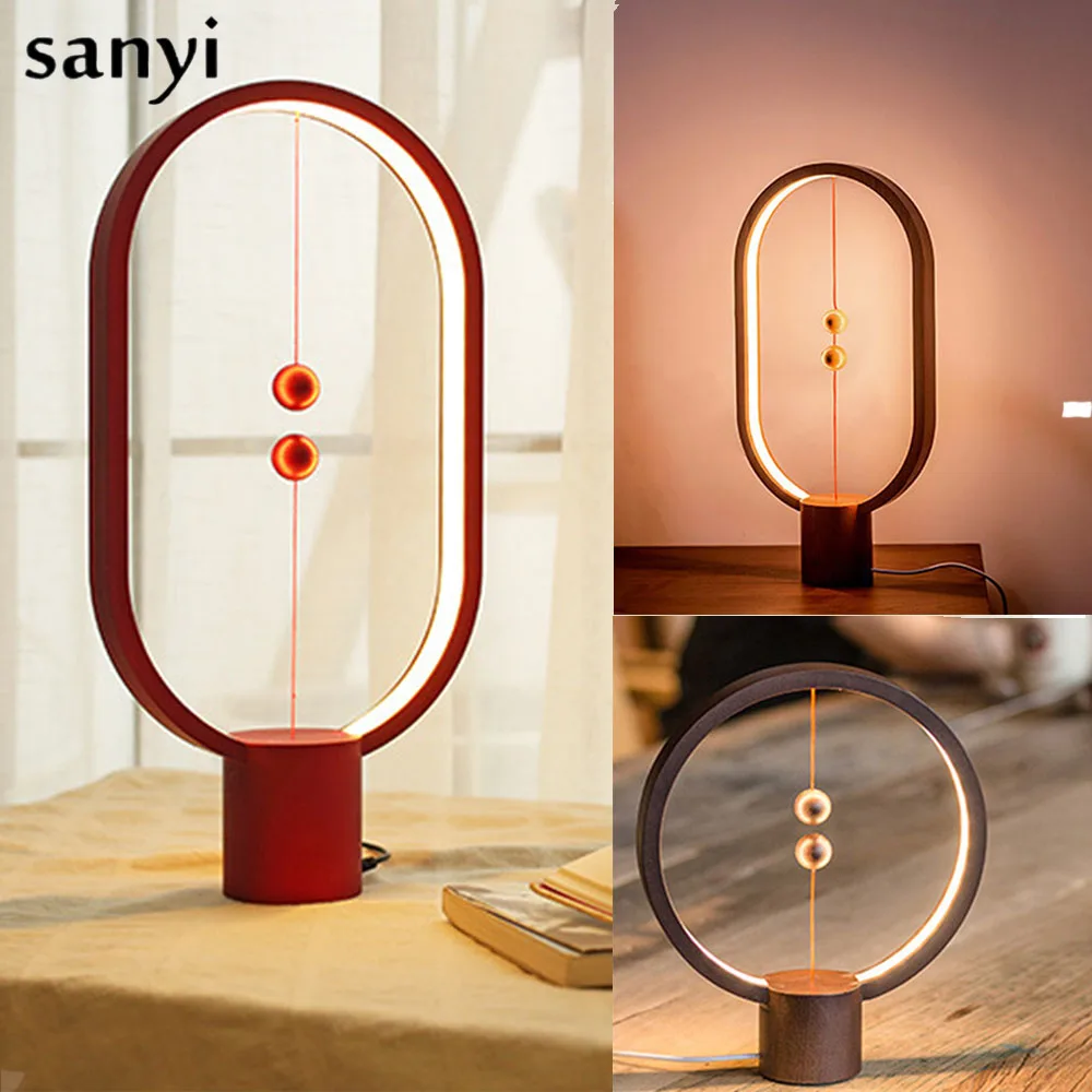 

DC5V 5W 48LED Heng Balance LED Table Lamp Ellipse Magnetic Mid-air Switch USB Powered Warm White Night Light