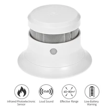 Фотоэлектрический Дымовой Сигнализатор на батарейках светодиодный мигающий и звуковой Предупреждение детектор сигналов тревоги дыма для дома школы отеля