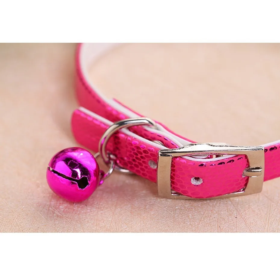 New Fashion Leather Snake Grain Pet Puppy Cat Dog Collar Neck With bell