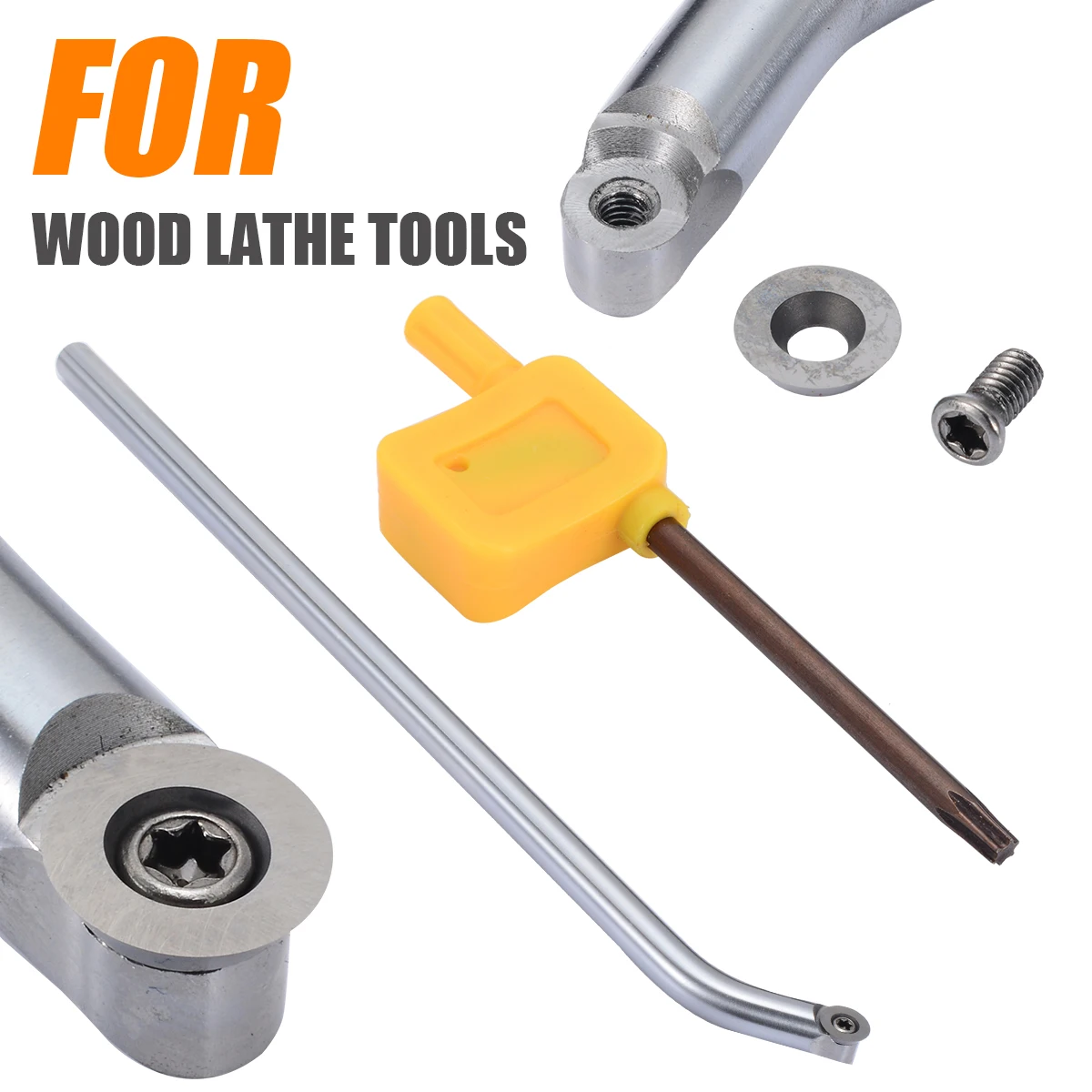 

32cm Extended Bent Bar 90HCR Carbon Steel Wood Turning Chisel Angled Round Insert Cutter For DIY Carbide Bit Lathe Tools