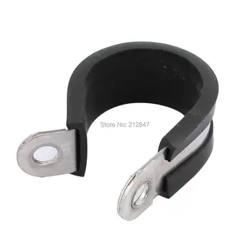 

6mm Dia EPDM Rubber Lined R Shaped Stainless Steel Pipe Clips Hose Tube Clamp