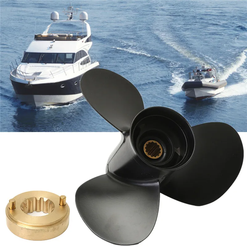 

Outboard Propeller For Mercury 25-70HP 48-73136A40 Black Aluminium Alloy 3 Blades 13 Spline Tooth Fast Hole Shot Lightweight