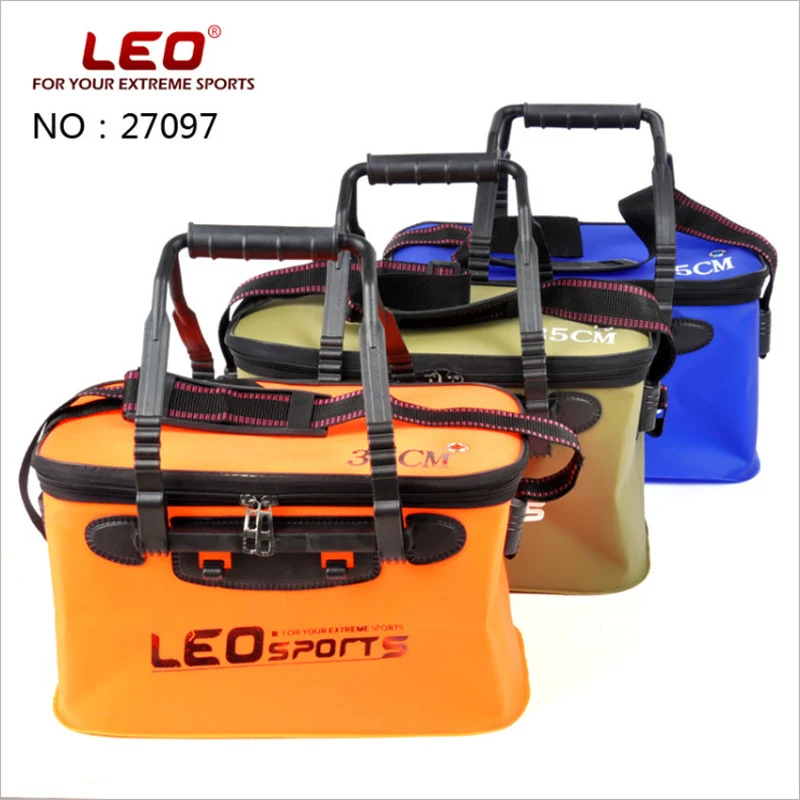 

Leo 1pc S/L Size EVA Foldable Water Bucket Portable Foldable Fishing Tools Fish Container With Zipper Lid Breath Hole Tackle