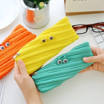 

SIXONE Zipper Pencil Case Pencil Monster Simple Cute Korean Students Creative Pencil Box Stationery Bag Beauty Case School
