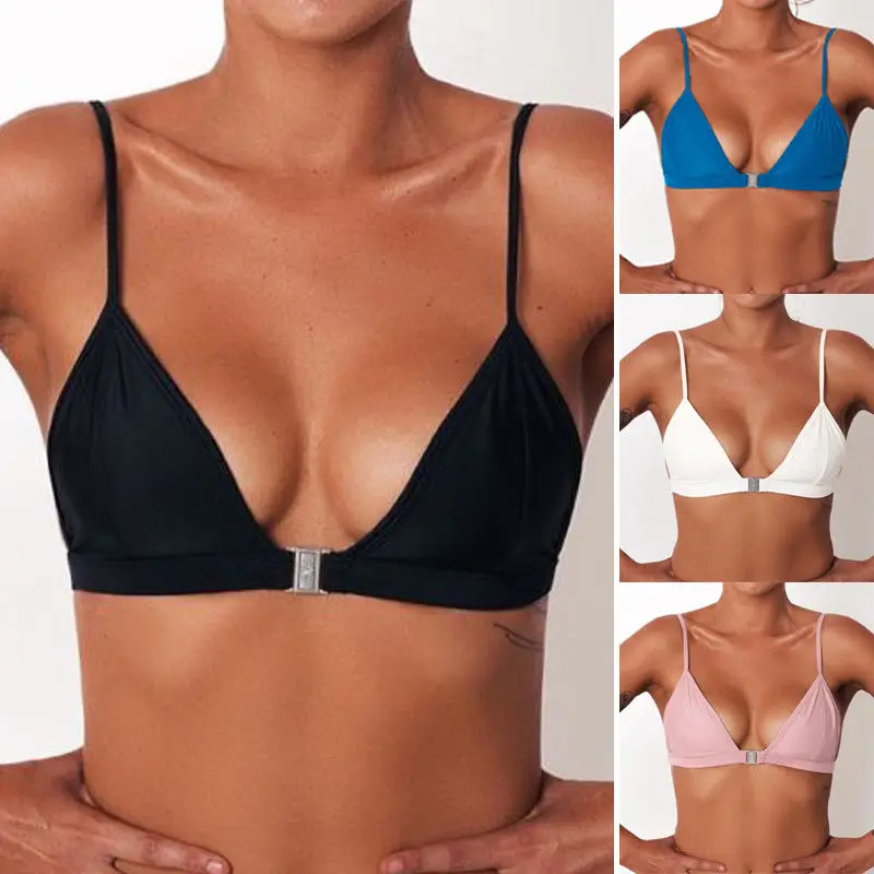 

Summer Women Sexy Bikini Tops Beachwear Swimwear Bra Bralette Push-Up Padded Solid V Neck Swimsuit Bathing suit femme Clothes
