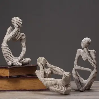 

1Pcs Creative Thinker Home Ornaments Living Room Study Wine Cabinet Home Accessories Wedding Gift Stripe Abstract Person 2019