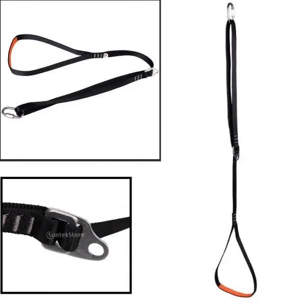 Adjustable Foot Sling Climbing Ascender Foot Loop Sling Rope Black