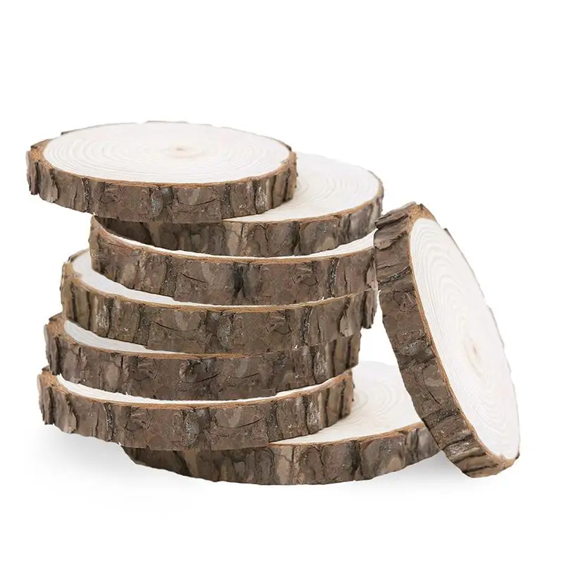 10 шт 5-6 см необработанные натуральные круглые деревянные ломтики круги с деревом коры бревна диски для поделок