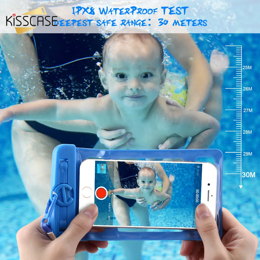 6.2'' IPX8 (30Meter) Pro Waterproof Phone Bag Case For iPhone 6 7 Plus HTC LG HUAWEI Water Proof Case Swim Sea Underwater Pouch