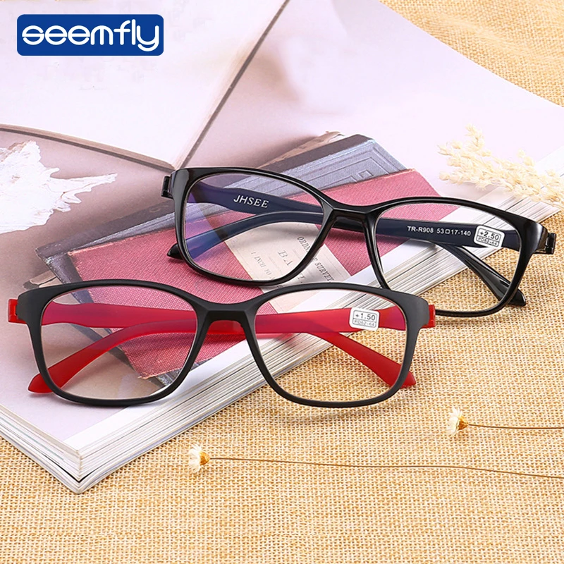 

Seemfly Ultralight Clear Vision Glasses Magnifier Anti Blue Rays Eyewear Reading Glasses Portable Gift For Parents Presbyopic
