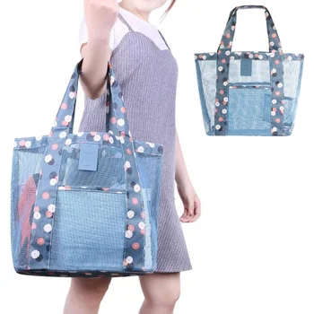 

New Fashion Knit Women Shoulder Bags Sports Travel Beach Carrying Case Reusable Mesh Tote Duffle Organizer for Fruit Vegetable