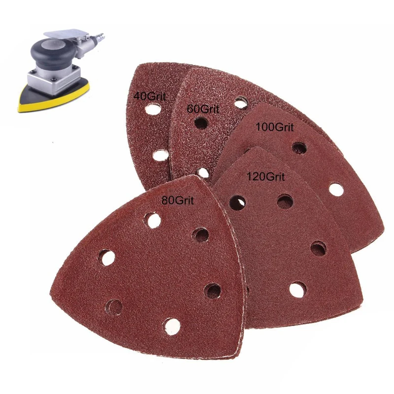 10pcs Mouse Sanding Sheets 40 60 80 100 120Grit Sanding Discs Sanding Sheets Triangle Sander Grinder Paper for Abrasive Tools