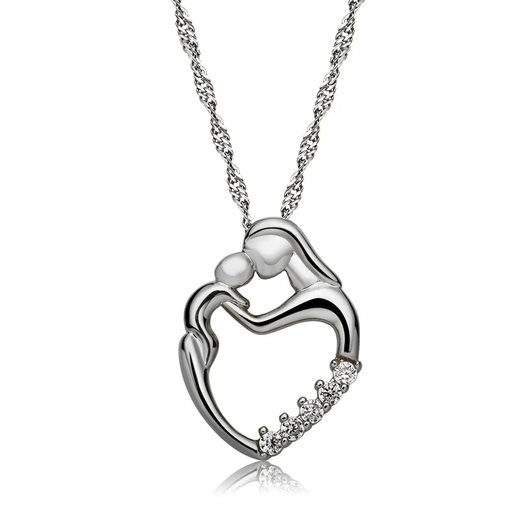 808 магазин Fine Jewelry мать ребенок в форме сердца ожерелье Мода женщин кристалл кулон ожерелье ювелирные изделия Свадебный Рождественский подарок
