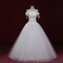 Vestidos sin tirantes para novia Apliques De encaje hasta el vestido De bola rebordear del hombro 2020 vestidos formales para bodas batas De Mariee