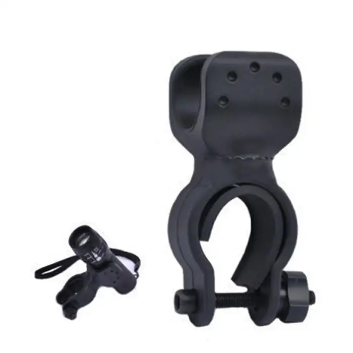 360 Rotation Cycling Bike Flashlight Bracket Mount Holder Lamp Clamp Black Clip
