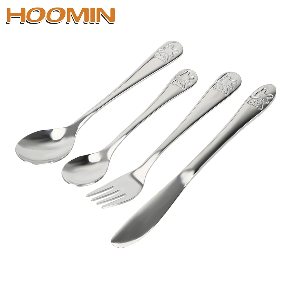 

HOOMIN Food Dinner Tableware Spoon Knife Fork Stainless Steel Cutlery Set Dinnerware Set Silver
