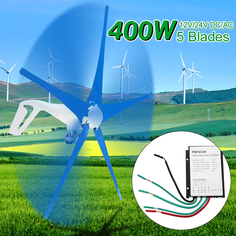 

400W 12V/24V 3/6 Nylon Fiber Blade Horizontal Home Wind for Turbine Wind Generator Power Windmill Energy for Turbine Charge