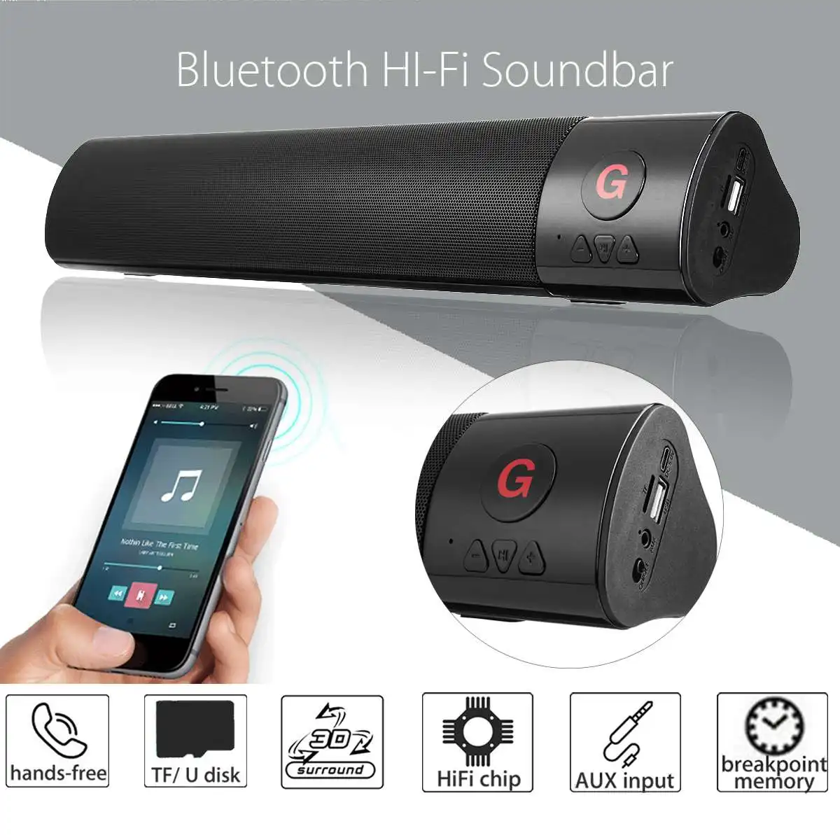 

10W Portable Wireless bluetooth Speaker Stereo Soundbar Home Theater 3D Stereo Surround Subwoofer FM TF AUX USB for Computer