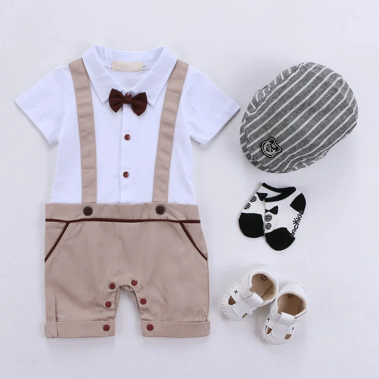 

baby boys party tuxedo boys birthday baby shower gift summer bodysuit outfits&set baby 3-6m 3-9m 9-12 m cotton baby playsuit