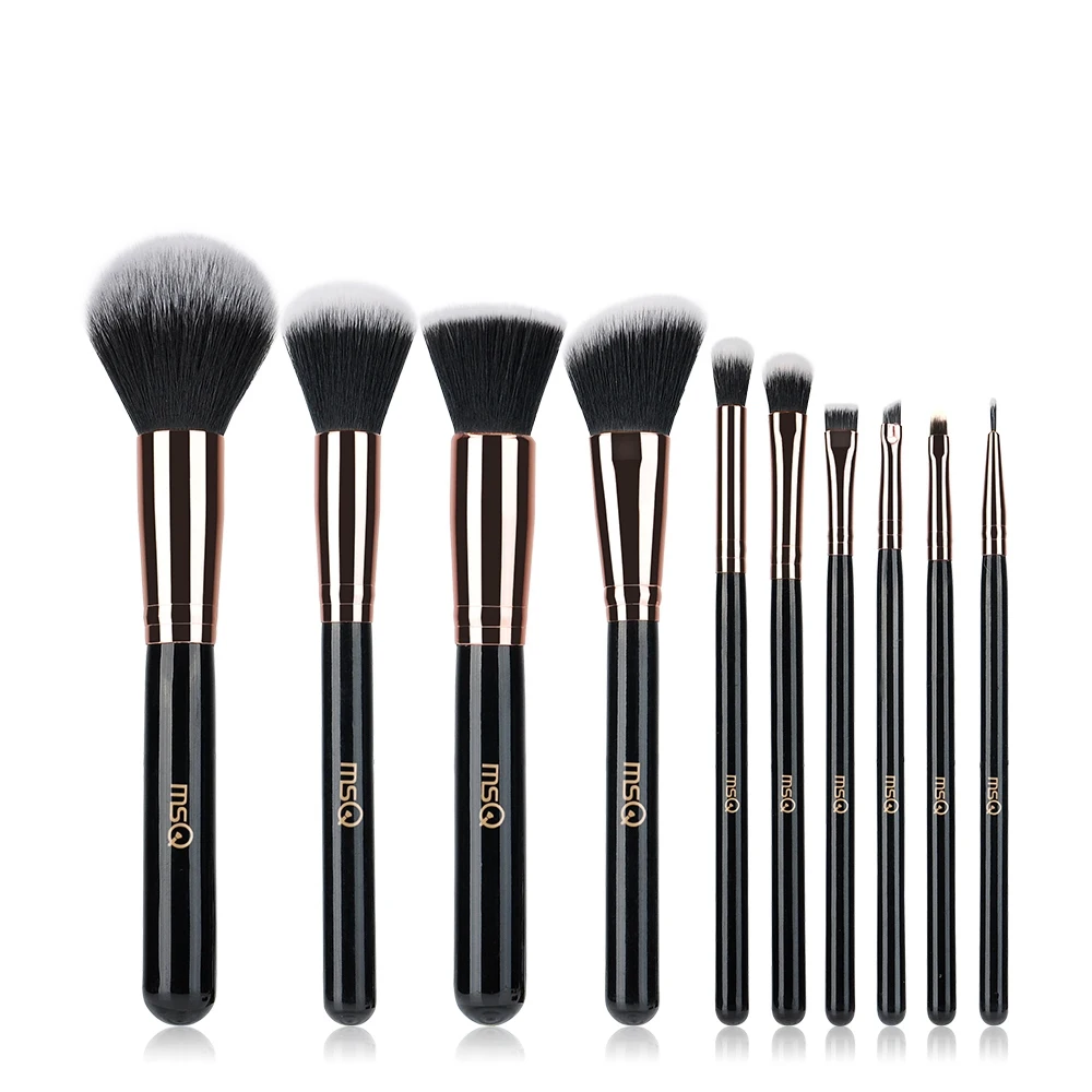 

Msq 10Pcs Rose Gold/Balck Professional Makeup Brushes Set Powder Foundation Concealer Cheek Shader Make Up Tools Kit