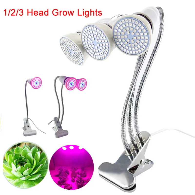 

3-head 72 LED Plant flower Grow light indoor Hydro Clip greenhouse Lamp Desk hydro Holder growbox seeds E27 vegetable For Veg