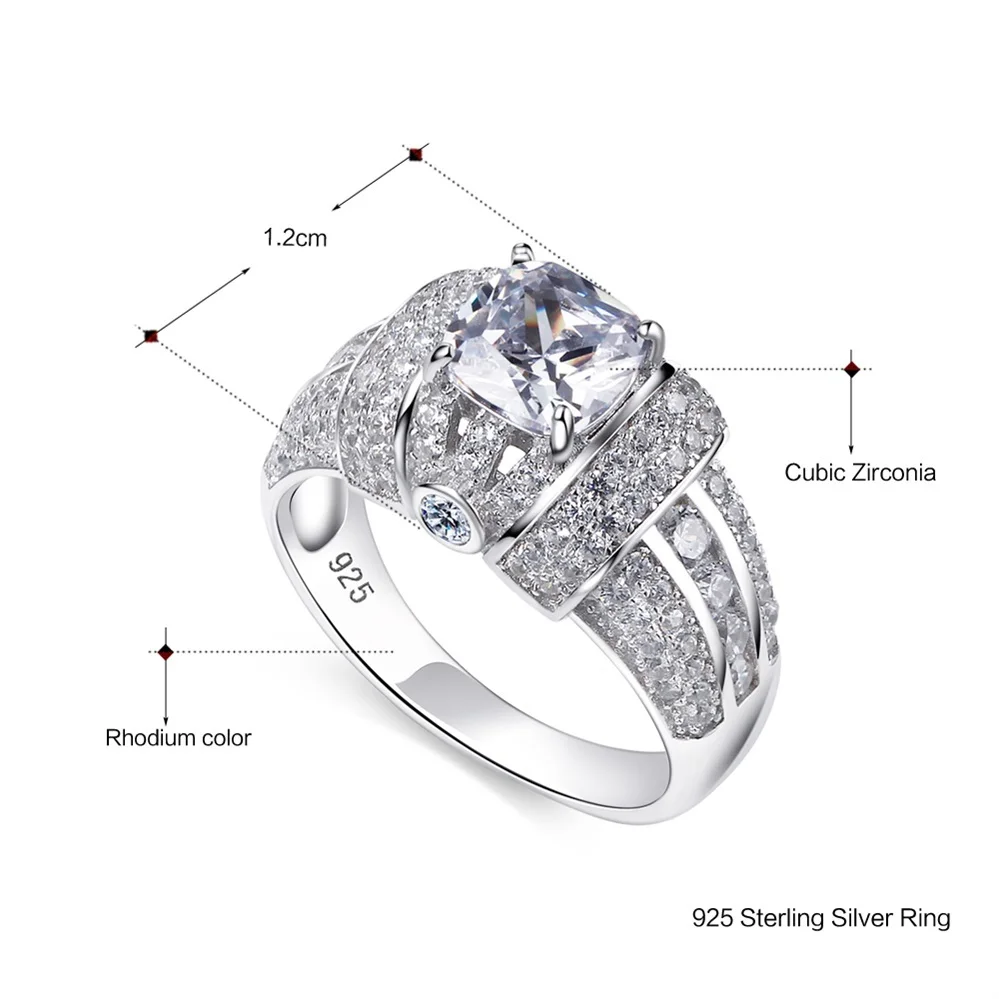 DreamCarnival 1989 Big Square Stone CZ Wedding Party Rings White Cubic Zircon Luxury Design Silver 925 Ring for Women SJ24128