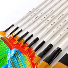 10 шт./компл. акварель гуашь Краски Кисти другой Форма круглый заостренным кончиком нейлон кисти для рисования кисть комплект, принадлежности для живописи челнока