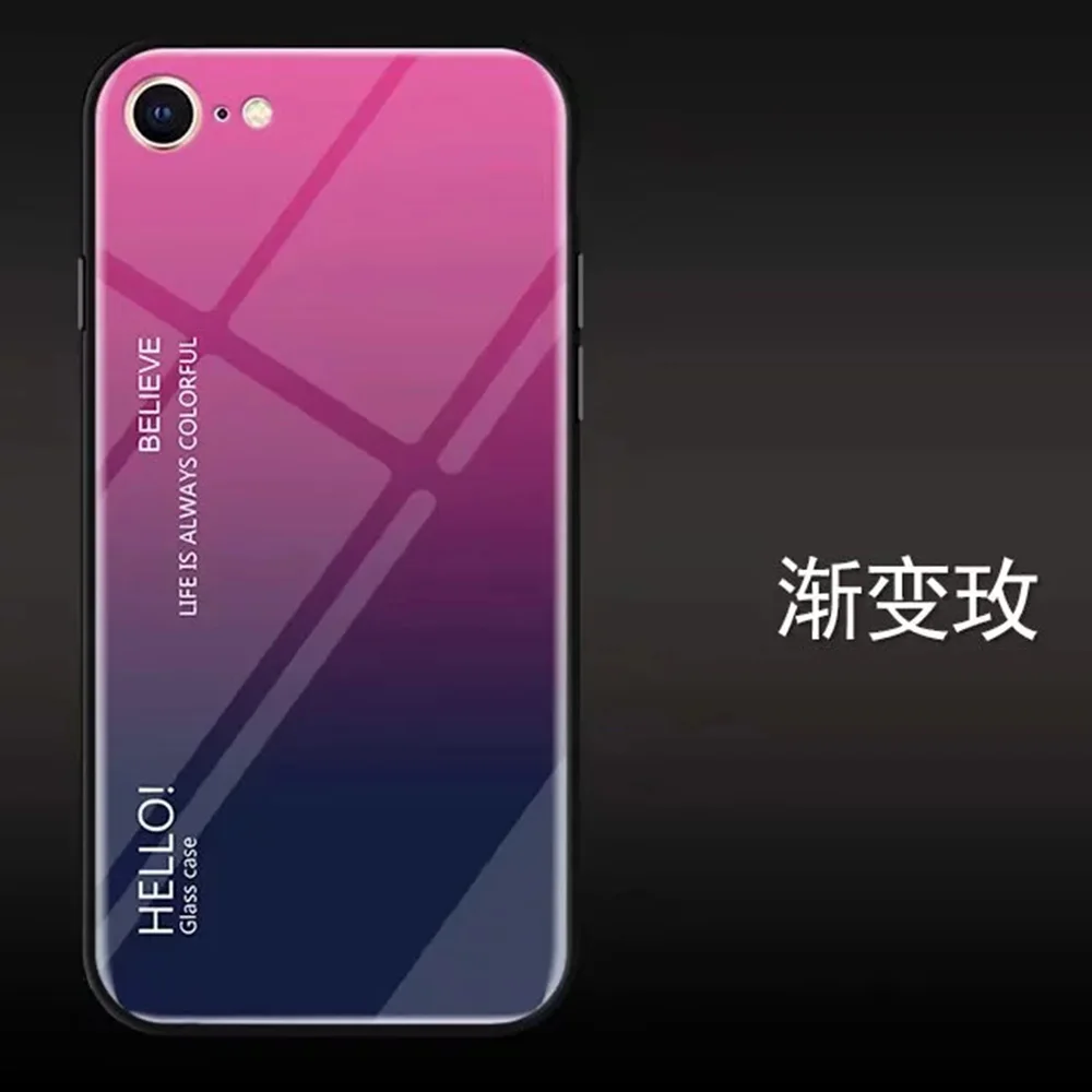 Gradiente de templado de vidrio de casos para iPhone 7 Cubierta bolsa de teléfono para el iPhone 6 6 S 8 Plus X XS X max XR Coque Capa Fundas suave lindo