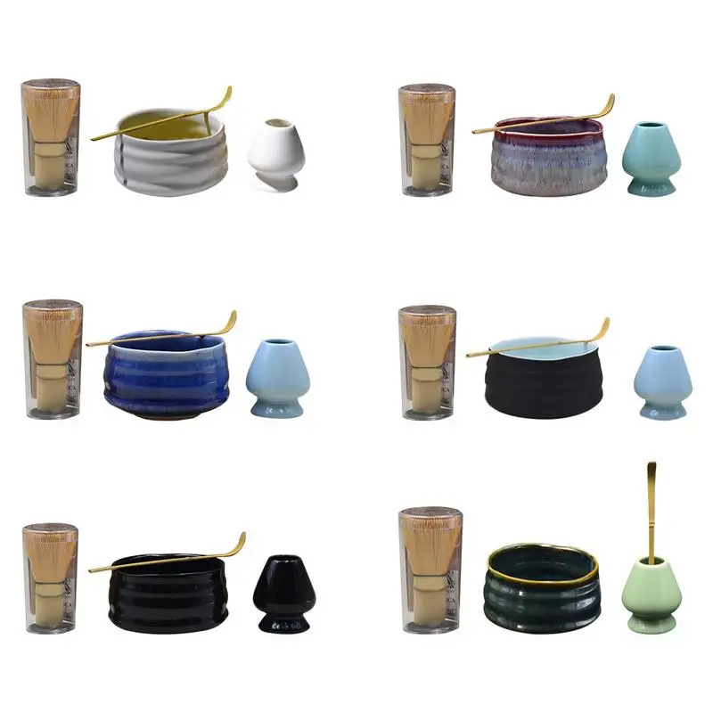 

Ceramic Bowl Set Bamboo Matcha Mixing Bowl Japanese Tea Ceremony Tool Combination Tea Spoon Soup Dish Placer Friend Business Gif