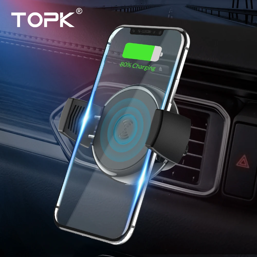 TOPK B47W автомобильное беспроводное зарядное устройство для iPhone Xs Max Xr X 8 Plus 10 Вт