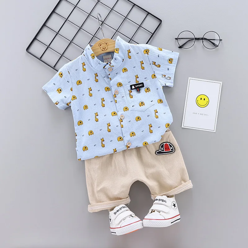 Summer Children Baby Boys Girls Cotton Clothes Kids Cartoon T-Shirt Shorts 2pcs/Sets Toddler Fashion Clothing Infant Tracksuits