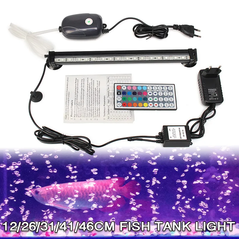 

5 Size 12/26/31/41/46CM RGB Aquarium Fish Tank with 44 Key Remote 5050 6smd Air Pump Waterproof AC110-240V to DC12V EU Plug