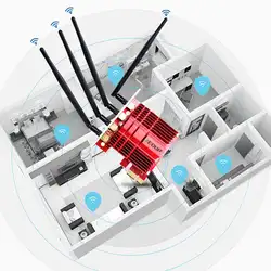 Мини Беспроводная компьютерная сетевая карта PCI-E WiFi IEEE 802.11ac/IEEE 802.11n/a/b/g адаптер как на картинке 5dBi x 4