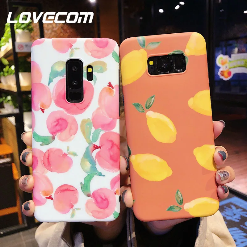 

LOVECOM Fruit Series Juicy Peach Mango Case For Samsung S7 Edge S8 S9 S10 Plus S10e Note 8 9 Soft IMD Phone Back Cover Gift