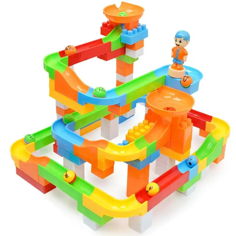 

60pcs DIY Marble Race Run Maze Balls Speed Track Building Blocks AssembleToys Kids Early Educational Tunnel Bricks Toys Gift
