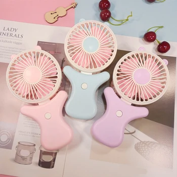 

Outdoor Folding Mini Fan Cute Cartoon Handheld Portable Small USB Charging Fan 3 Colors Random